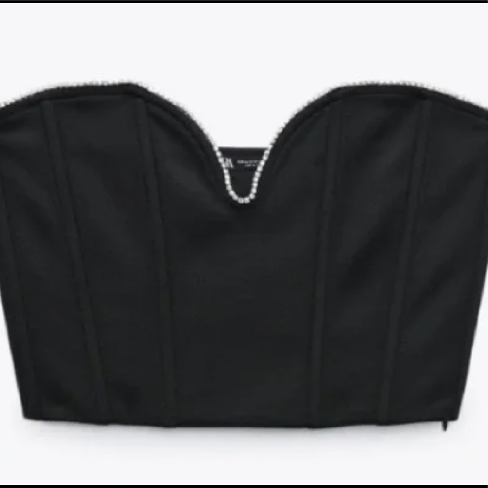 ZARA CORSET BUSTIER TOP WITH RHINESTONES